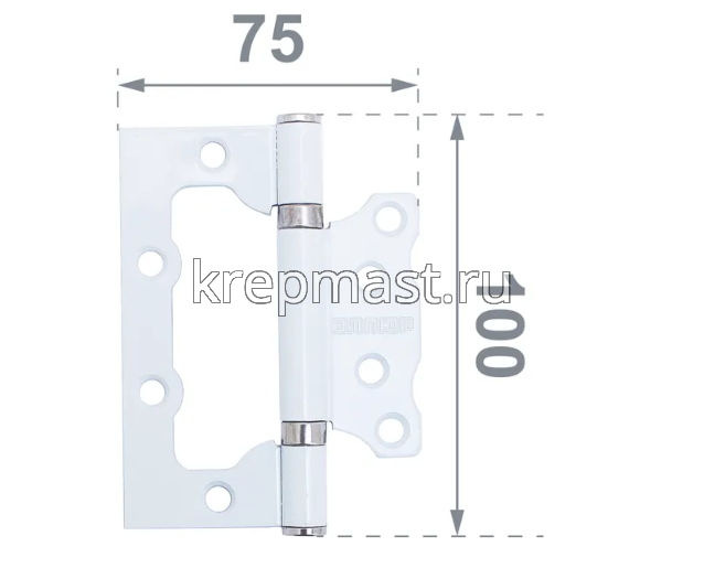 Петля универс. БЕЗ ВРЕЗКИ 100х75х2,5 белая