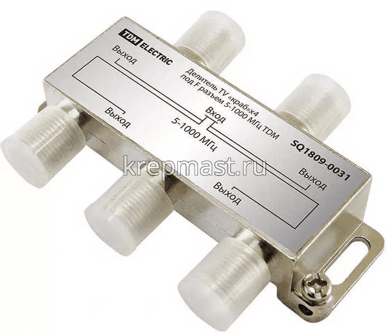 Делитель 4 отвода под F-разъем 5-1000 МГц TDM