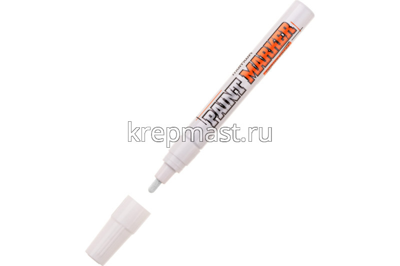 Маркер-краска по мокрому железу 4мм белый