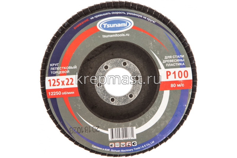 Диск лепестковый 125х22 Р-100 ЛУГА / TSUNAMI