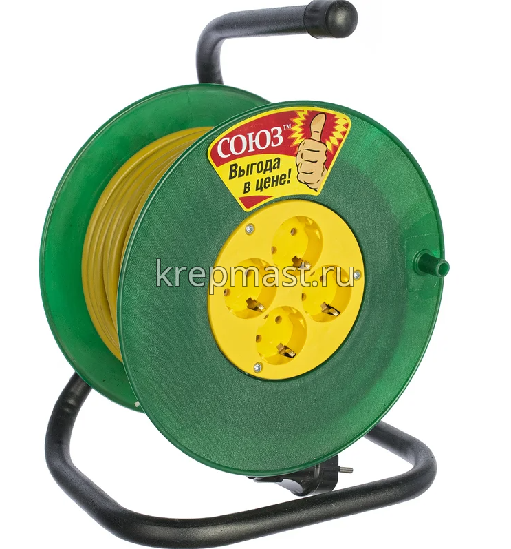 Удлинитель на катушке УСИЛЕННЫЙ Союз 4 х20м ПВС 3х2,5 c/з