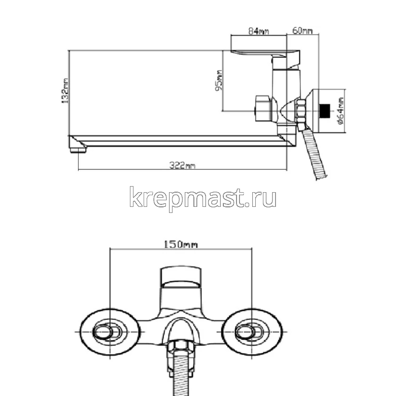 Смеситель д/ванны B8274-18F латунь