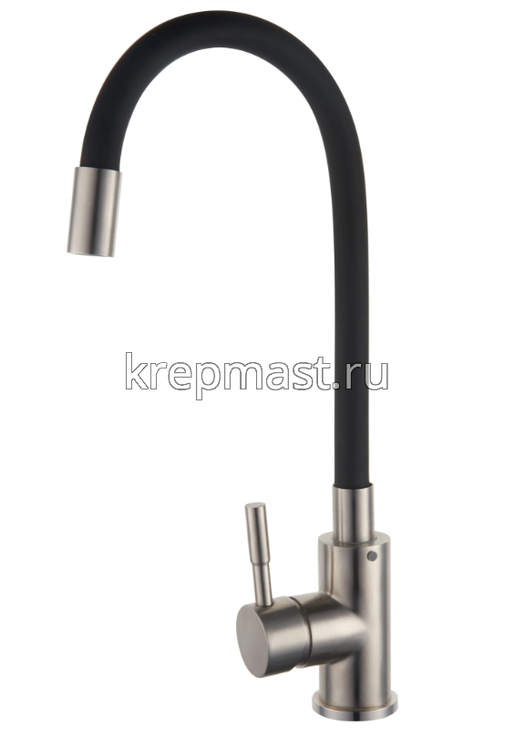 Смеситель д/кухни SUS124BL-016F с высоким гибким изливом НЕРЖАВЕЮЩИЙ