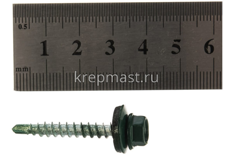 Саморез д/кровли краш. 4,8х35(38) RAL 6005