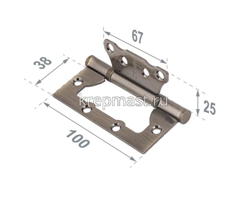Петля универс. БЕЗ ВРЕЗКИ 100х75х2,5 бронза