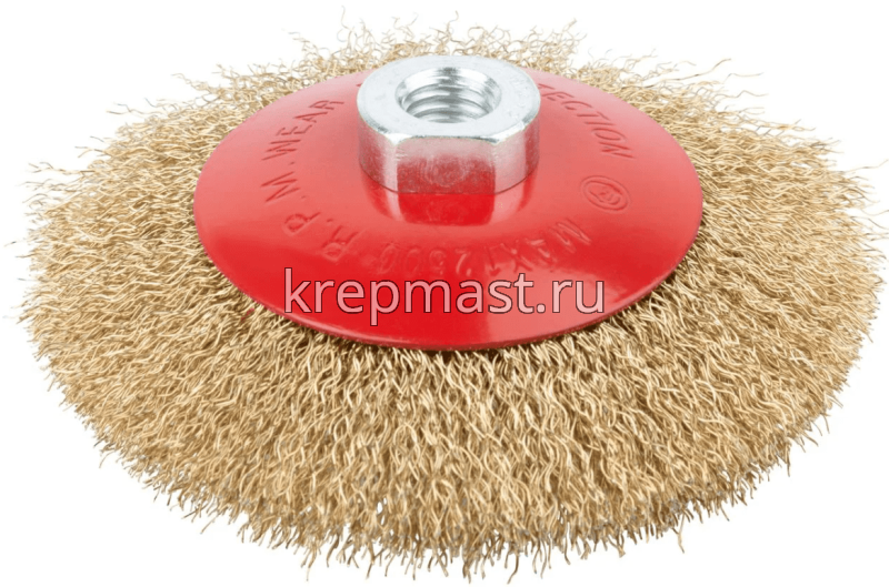 Корщетка- колесо 100мм для УШМ USP латунь с наклоном гайка М14