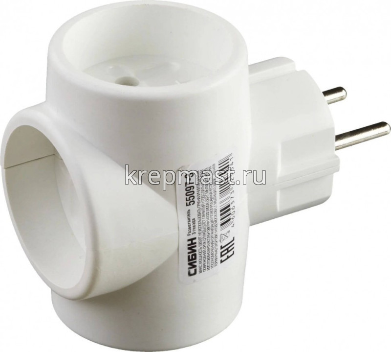 Тройник сетевой б/зазем. СИБИН 6А / 220В