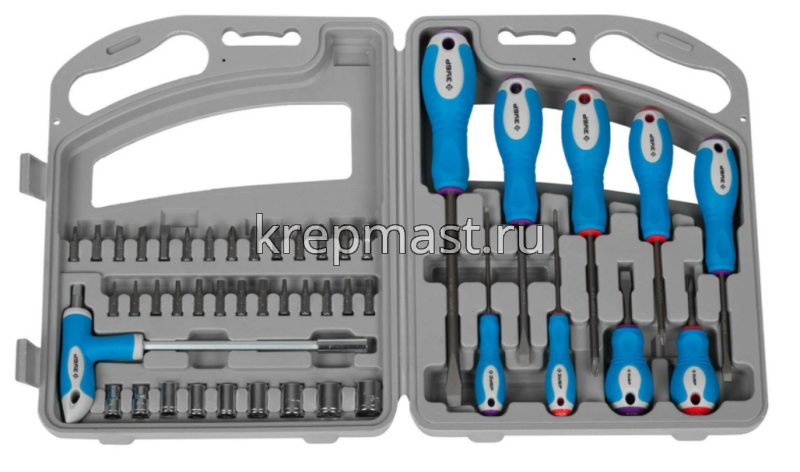 Отвертки-набор ЗУБР c насадками, битодержательс Т-обр.ручкой 46шт