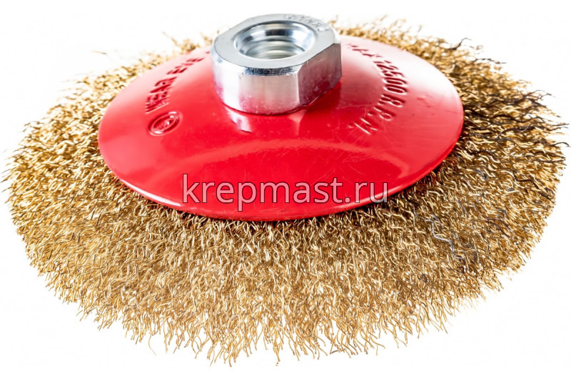 Корщетка- колесо 115мм для УШМ USP латунь с наклоном гайка М14