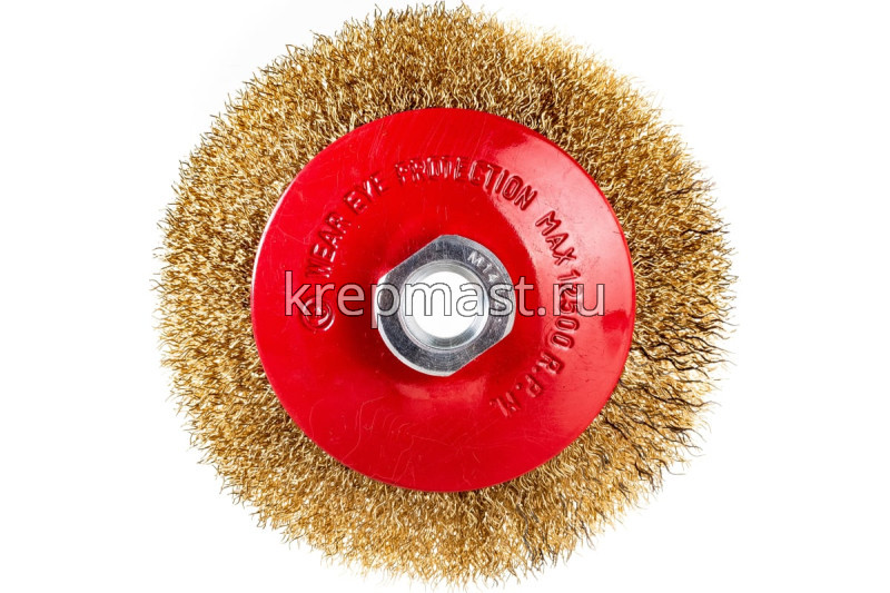 Корщетка- колесо 115мм для УШМ USP латунь с наклоном гайка М14